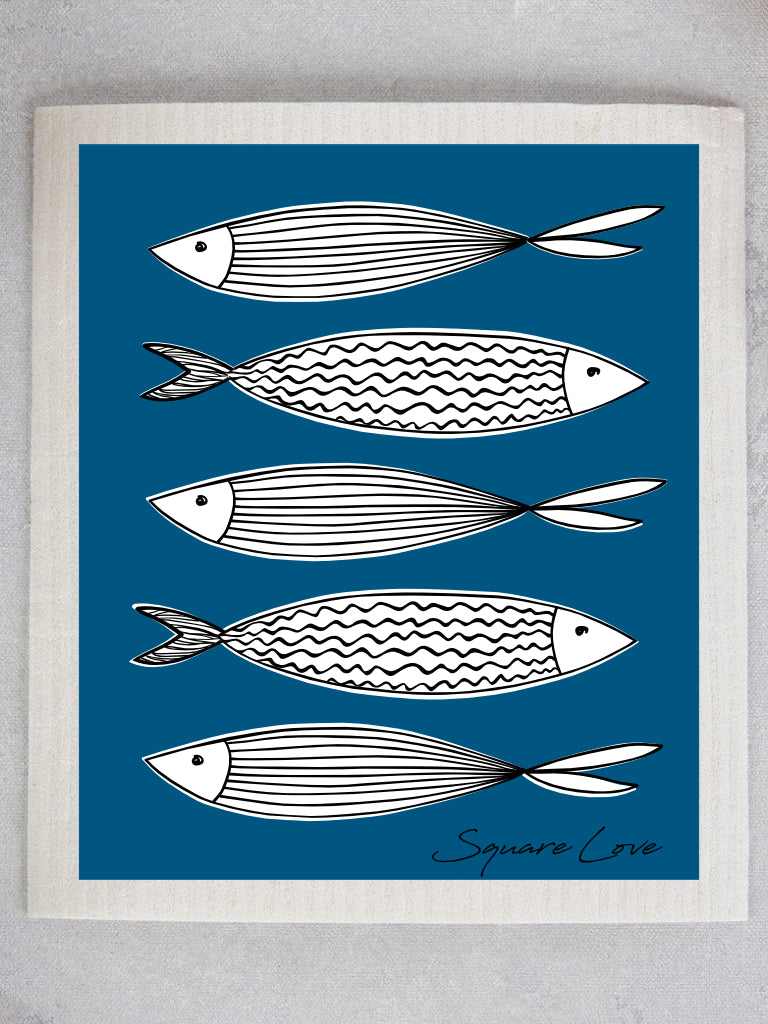 Fish Ocean Swedish Dishcloth