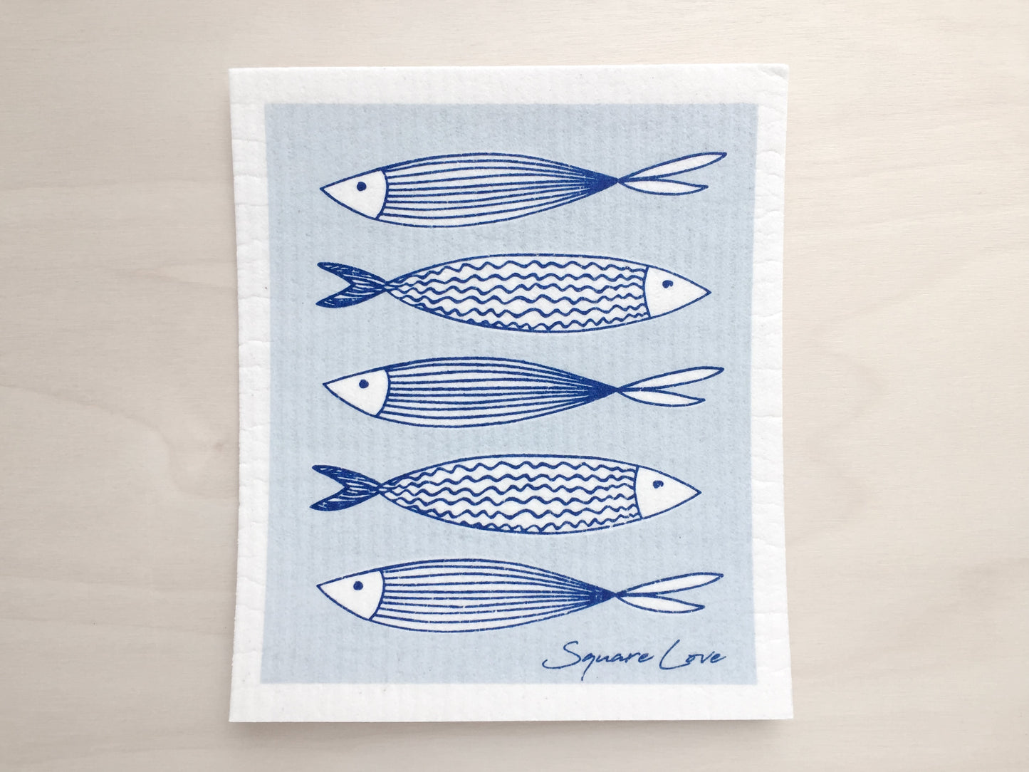 Fish Blue Swedish Dishcloth