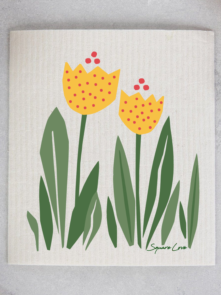 Tulips Yellow Swedish Dishcloth