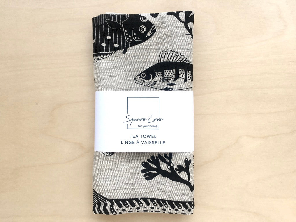 Fish Pond Tea Towel - 100% Linen