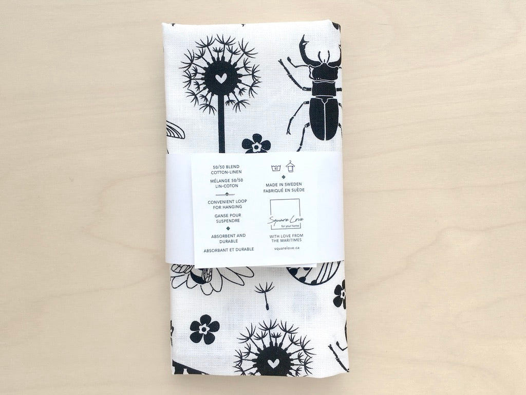 Garden Insects Linen Blend Tea Towel