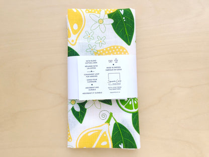 Lemons Linen Blend Tea Towel