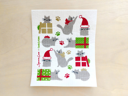 Holiday Cats Swedish Dishcloth