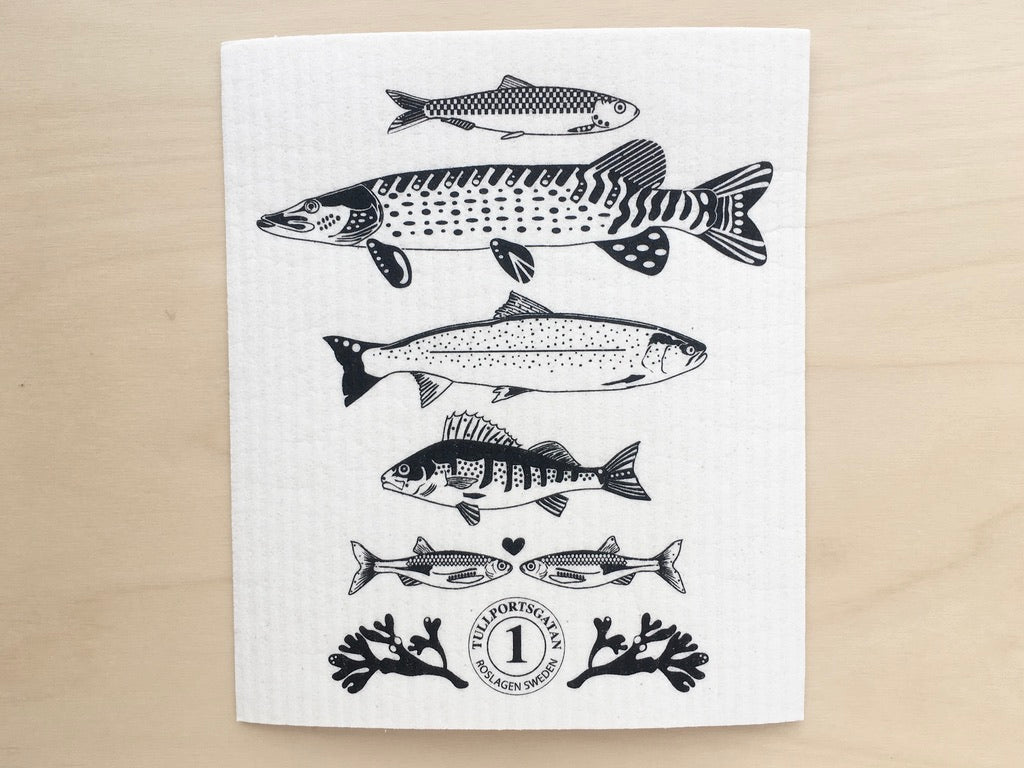 Fish Pond Swedish Dishcloth