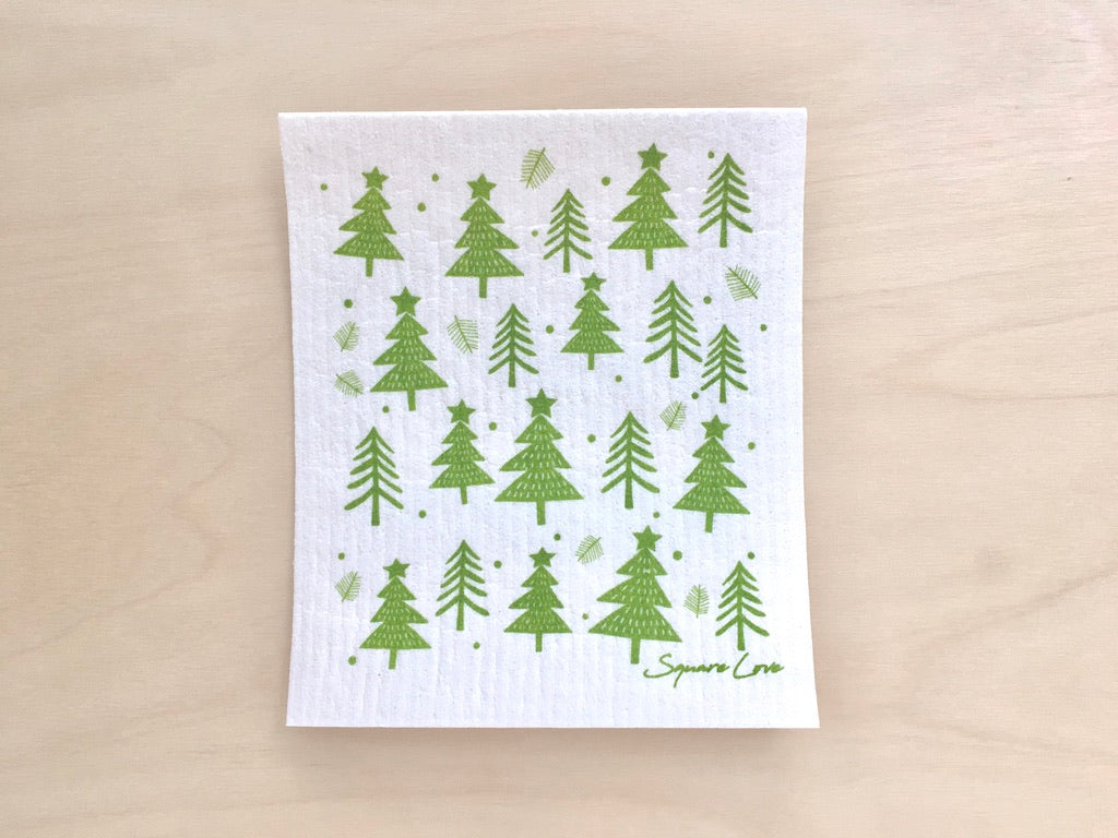 Holiday Forest Swedish Dishcloth - Green