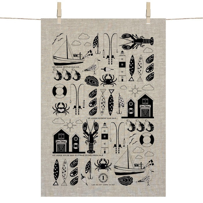 Fishing Tea Towel - 100% Linen