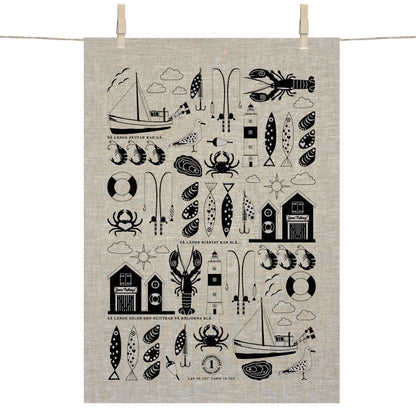 Fishing Tea Towel - 100% Linen