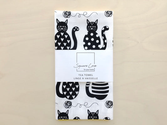 Cats Linen Blend Tea Towel