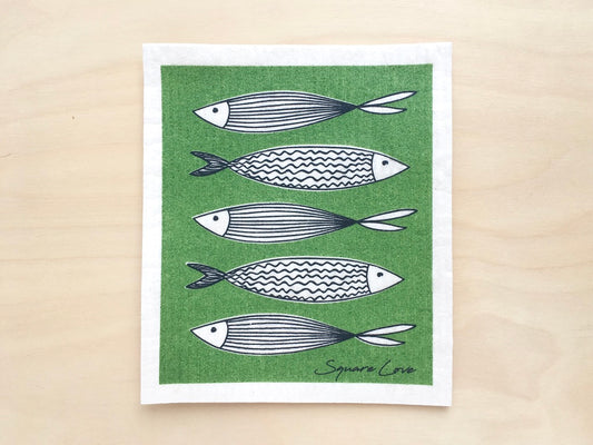 Fish Green Swedish Dishcloth