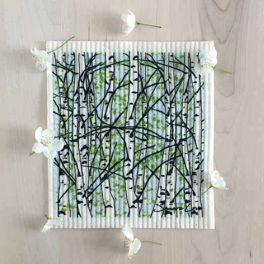 Birch Trees Swedish Dishcloth