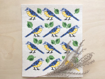 Bluebirds Swedish Dishcloth