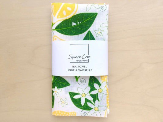 Lemons Linen Blend Tea Towel