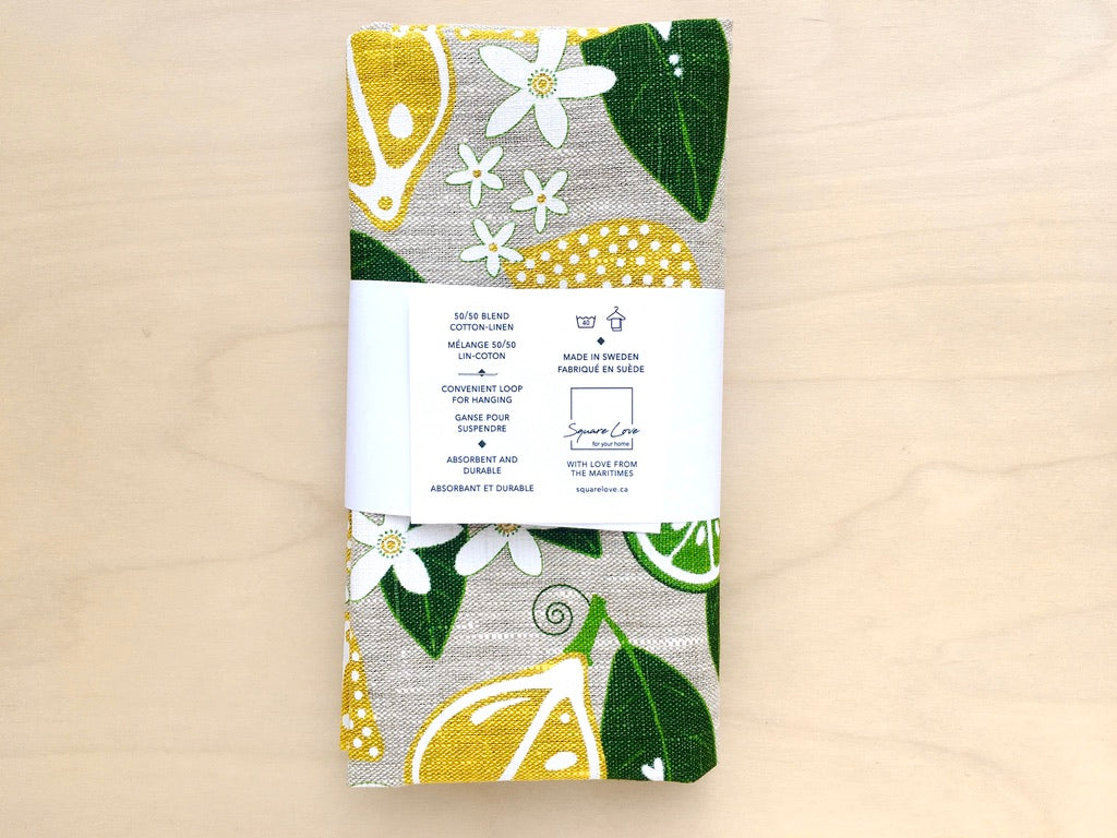 Lemons Tea Towel - 100% Linen