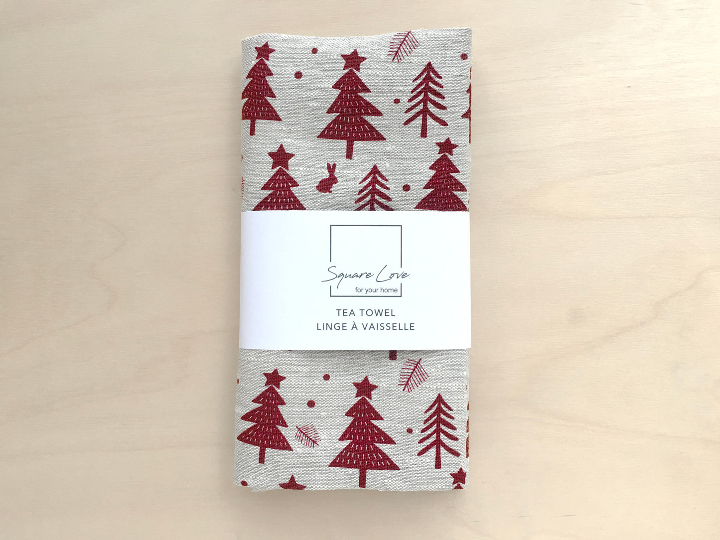 Holiday Forest 100% Linen Tea Towel