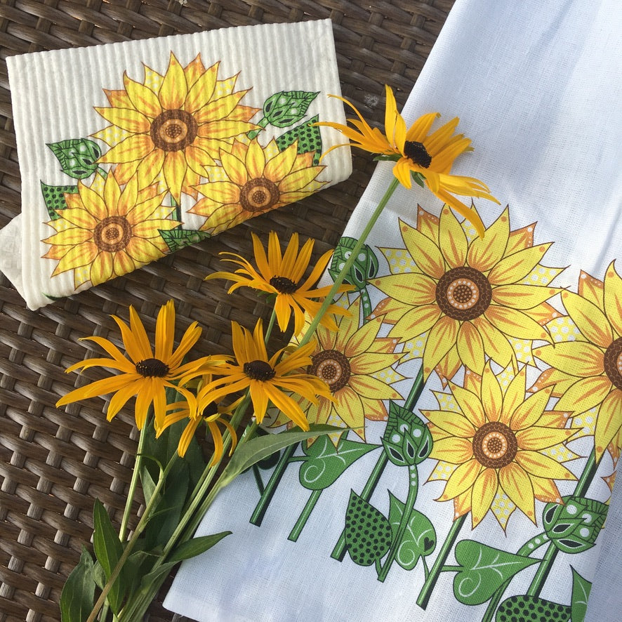 Sunflowers Linen Blend Tea Towel