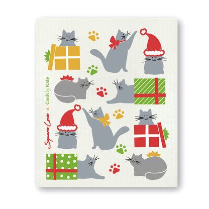 Holiday Cats Swedish Dishcloth