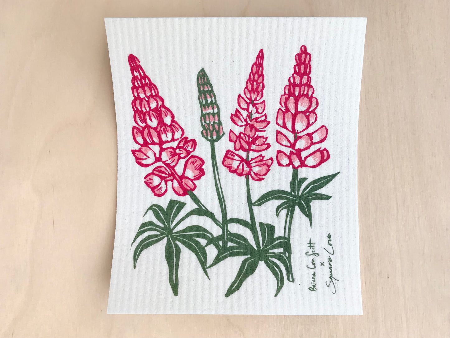 Lupine Coral Swedish Dishcloth