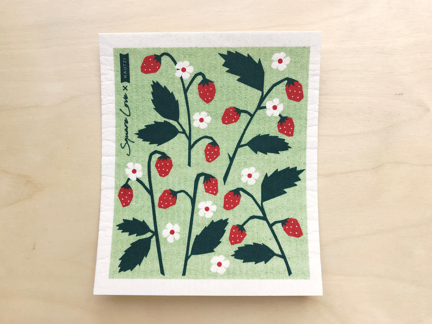 Strawberries Mint Swedish Dishcloth