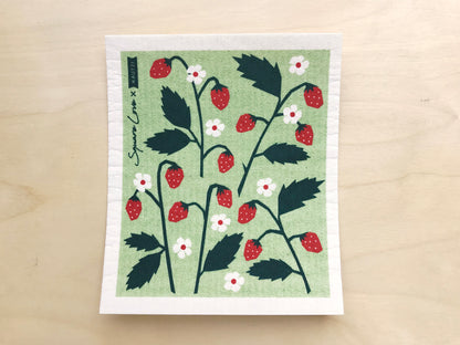 Strawberries Mint Swedish Dishcloth