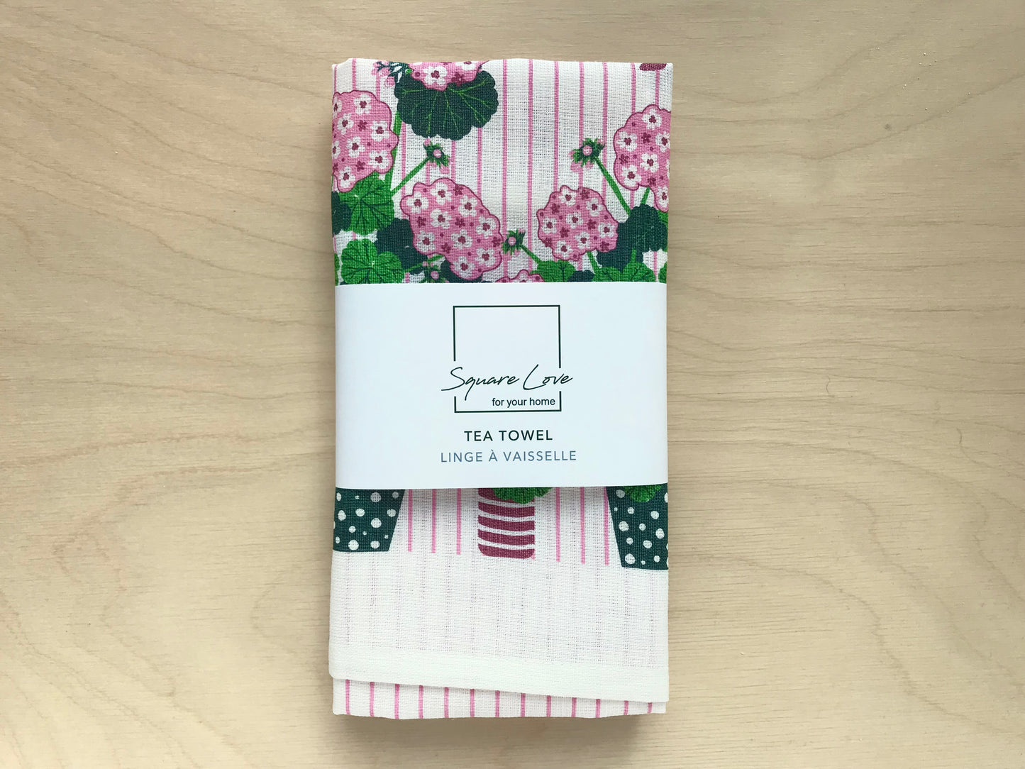 Geranium Linen Cotton Tea Towel