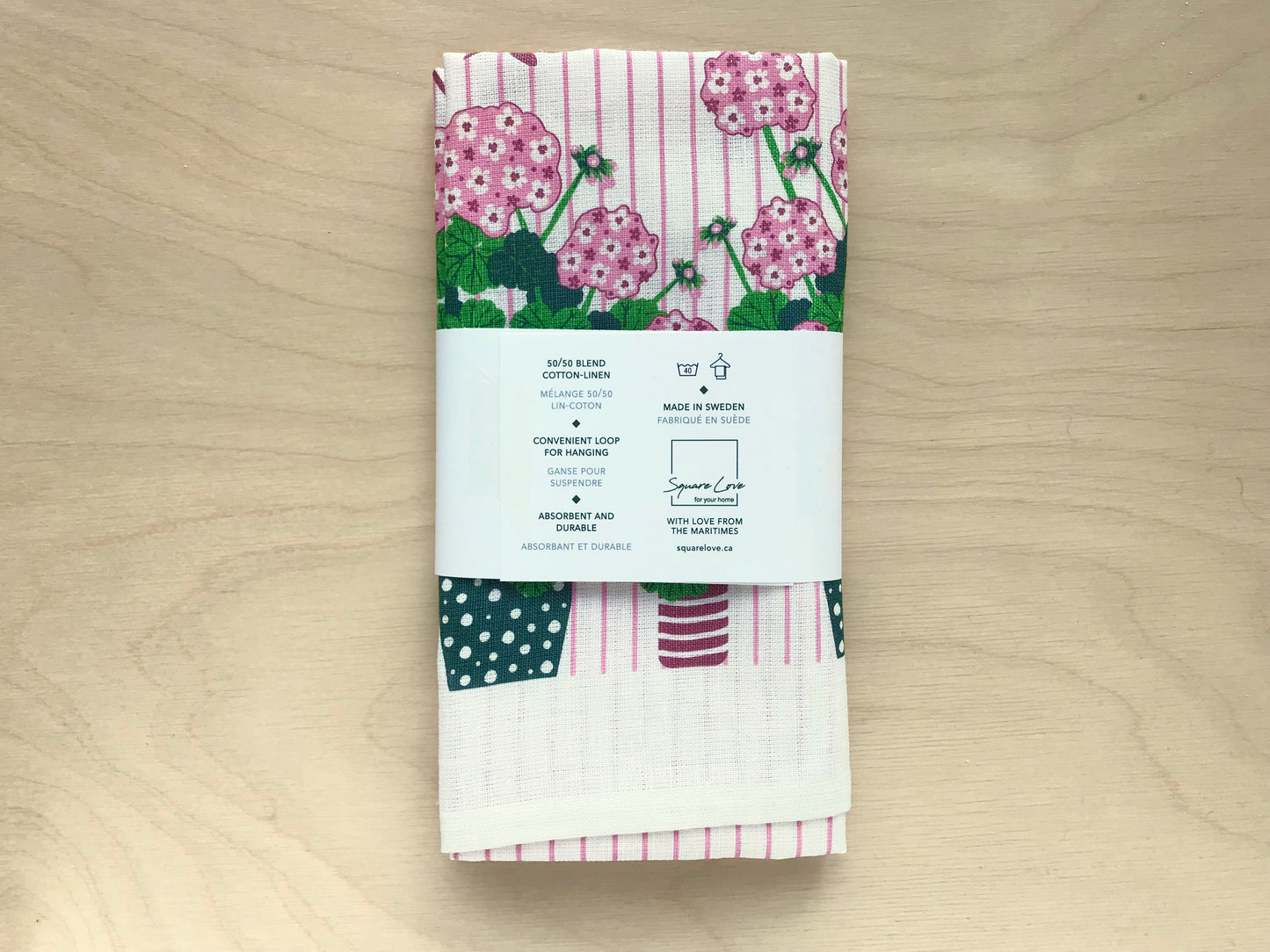 Geranium Linen Cotton Tea Towel