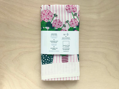 Geranium Linen Cotton Tea Towel