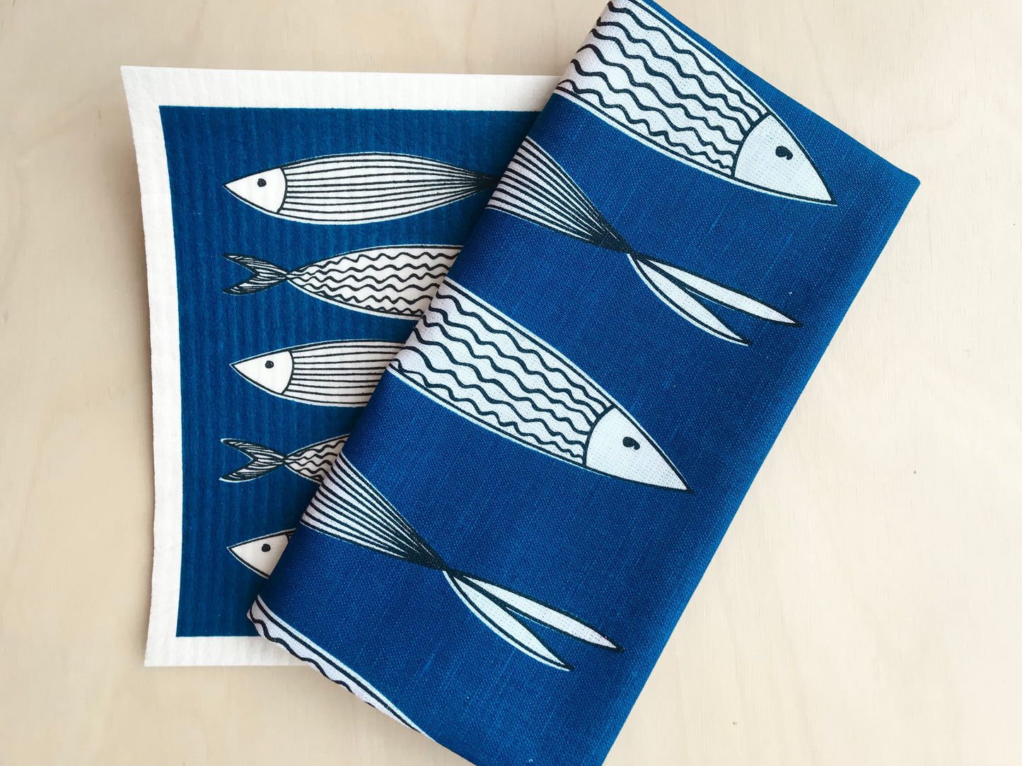 Fish Ocean Blue Gift Duo | Linen Blend