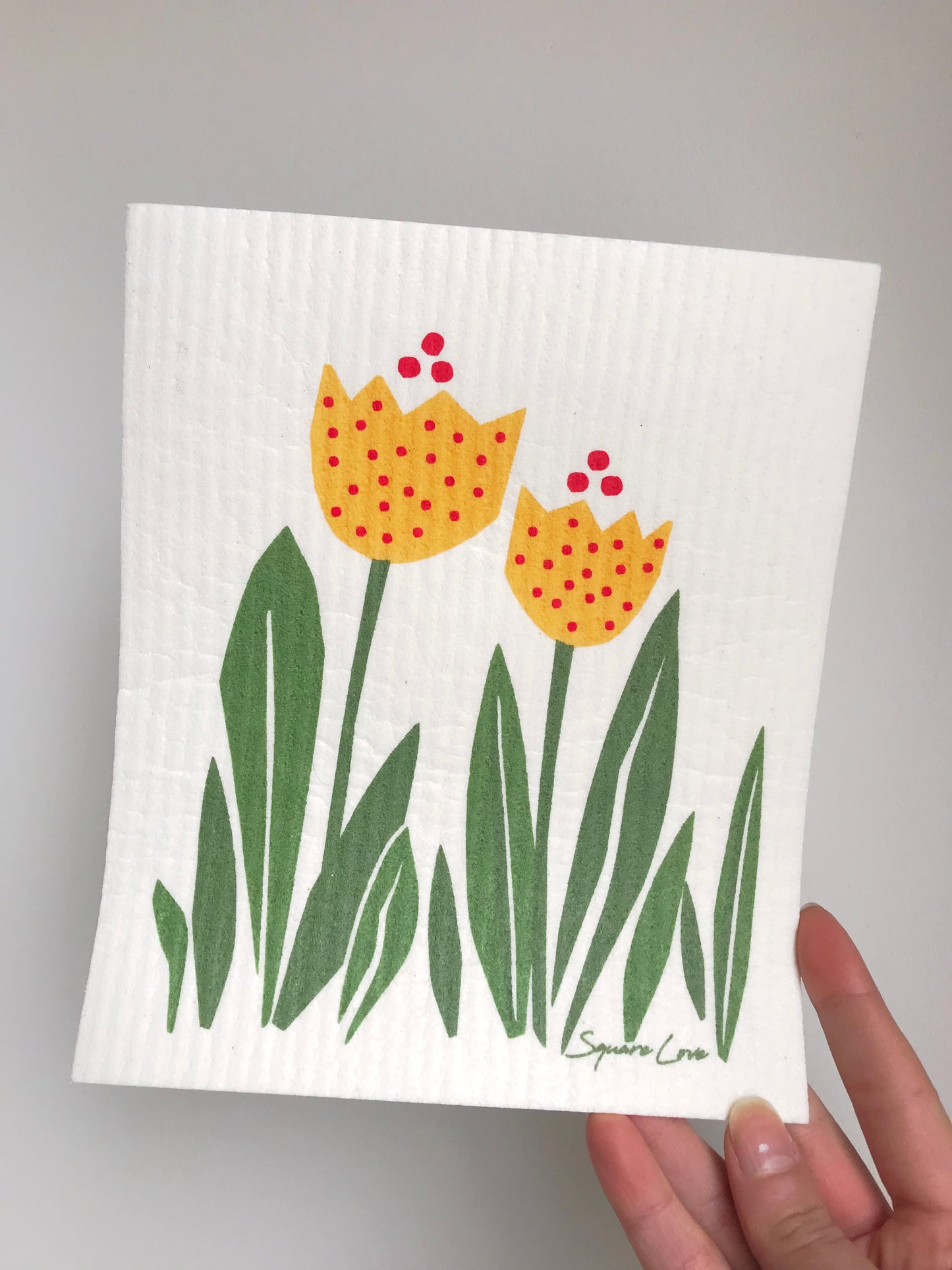 Tulips Yellow Swedish Dishcloth