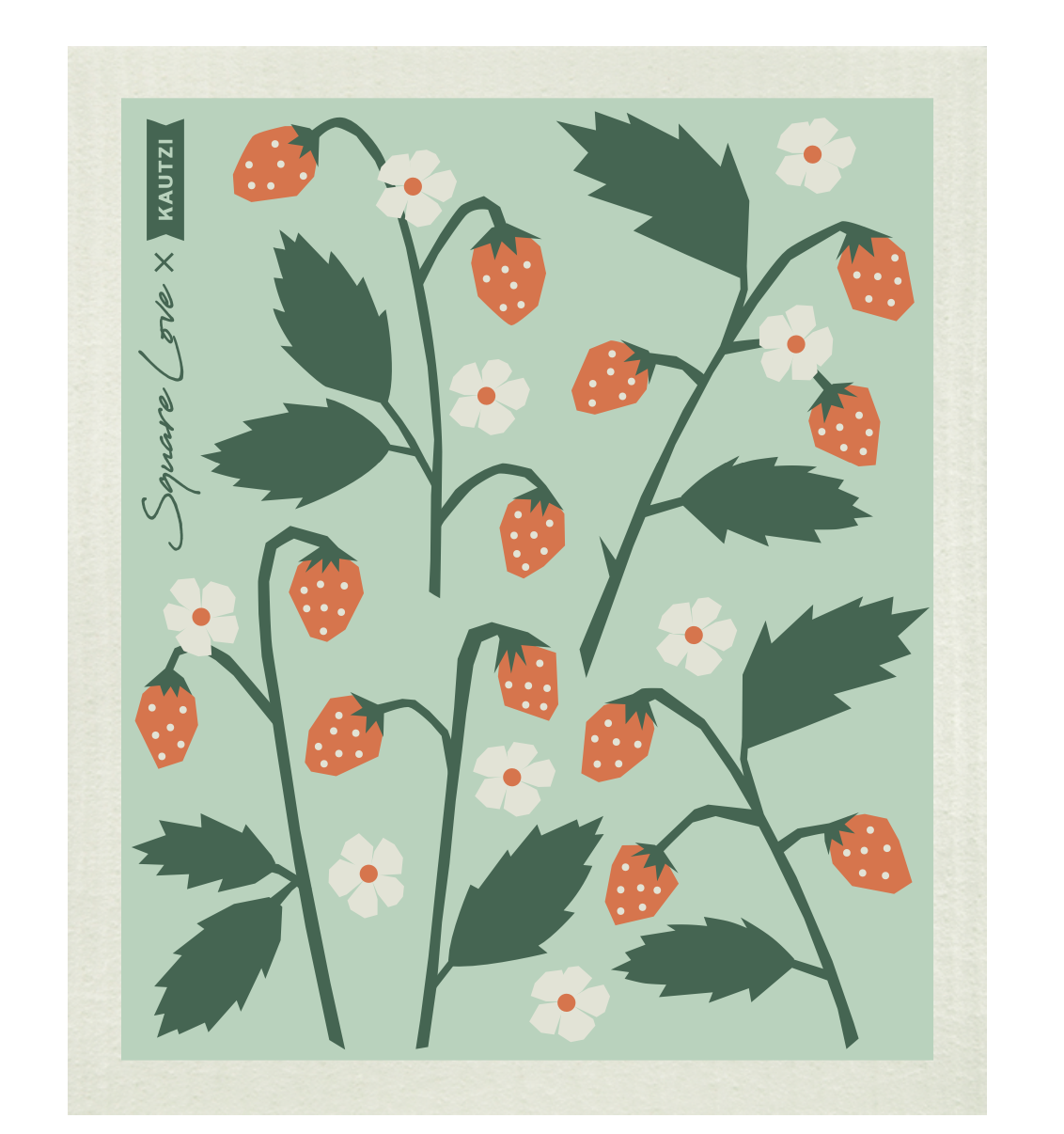 Strawberries Mint Swedish Dishcloth