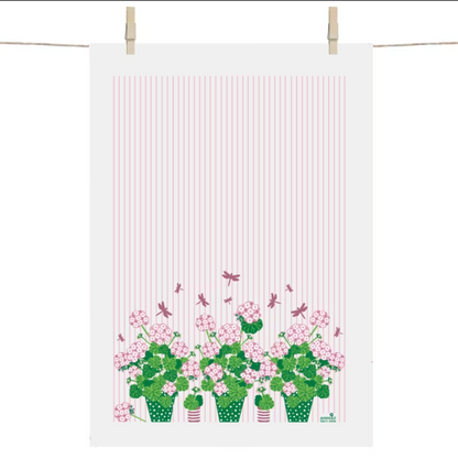 Geranium Linen Cotton Tea Towel