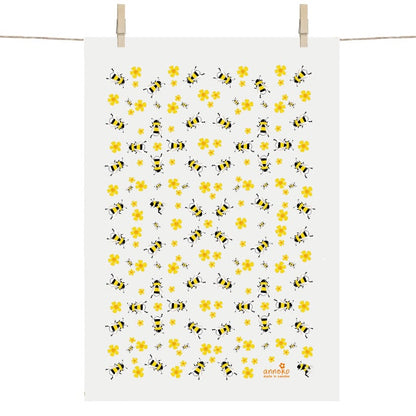 Bees Linen Blend Tea Towel