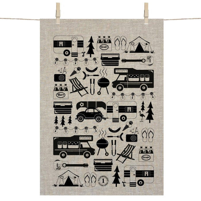 Camping Tea Towel - 100% Linen