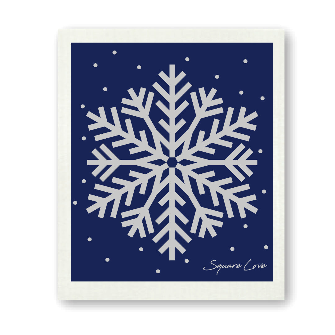 Silver Snowflake Swedish Dishcloth